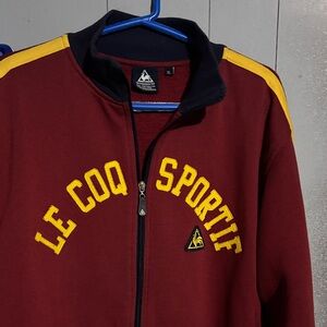 Le Coq Sportif Maroon Jacket with Yellow Accents
